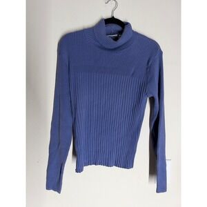 Vintage Signature Expressions Periwinkle Blue Ribbed Turtleneck Sweater Large